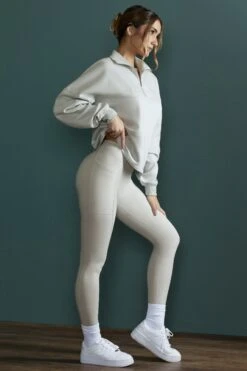 Oversized Half Zip Sweatshirt In Grey -Core Fit Shop BT0482 10 Grey Cropped Half Zip Swetshirt