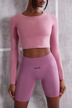 Long Sleeve T-Shirt In Rose 13 Long Sleeve T-Shirt In Rose -Core Fit Shop BT0483 3 Refocus Pink Long Sleeve Top