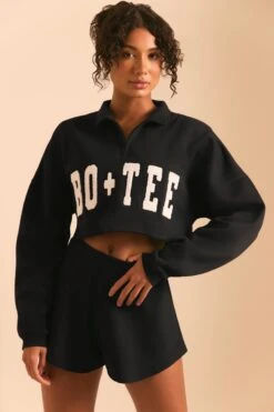 Half Zip Sweater In Black 13 Half Zip Sweater In Black -Core Fit Shop BT0496 1 Relax Black oversized jumper