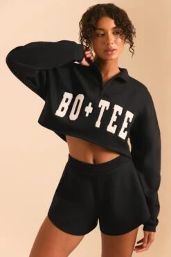 Half Zip Sweater In Black 11 Half Zip Sweater In Black -Core Fit Shop BT0496 2 Relax Black oversized jumper