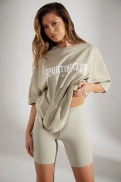 Soft Cotton Biker Shorts In Limestone -Core Fit Shop BT0508 4 Base Limestone Cotton Spandex Shorts