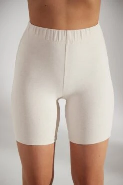 Soft Cotton Biker Shorts In Heather Oat -Core Fit Shop BT0508 5 Base Oat Bike Shorts