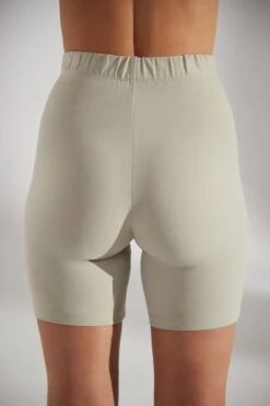 Soft Cotton Biker Shorts In Limestone -Core Fit Shop BT0508 6 Base Limestone Cotton Spandex Shorts