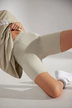 Soft Cotton Biker Shorts In Limestone -Core Fit Shop BT0508 9 Base Limestone Cotton Spandex Shorts