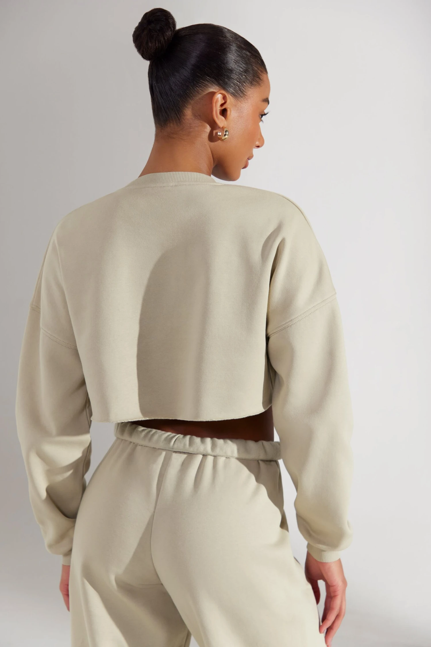Cropped Oversized Sweatshirt In Limestone 4 Cropped Oversized Sweatshirt In Limestone - Image 2