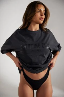 Oversized Short Sleeve T-Shirt In Washed Black 16 Oversized Short Sleeve T-Shirt In Washed Black -Core Fit Shop BT0510 3 Society Washed Black T Shirt