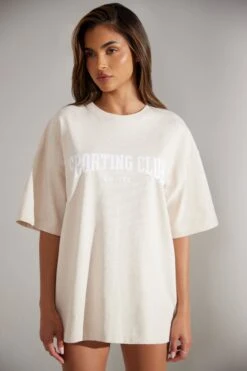 Oversized Short Sleeve T-Shirt In Heather Oat