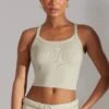 Soft Rib Tank Top In Limestone -Core Fit Shop BT0511 1 Limestone High Neck Tank Top
