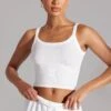 Soft Rib Tank Top In White -Core Fit Shop BT0511 1 White High Neck Tank Top