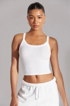 Soft Rib Tank Top In White 14 Soft Rib Tank Top In White -Core Fit Shop BT0511 3 White High Neck Tank Top