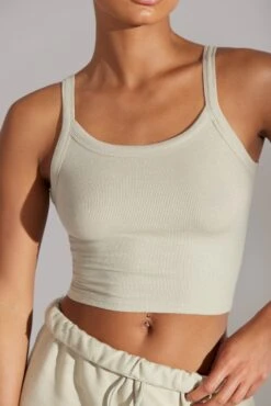 Soft Rib Tank Top In Limestone -Core Fit Shop BT0511 5 Limestone High Neck Tank Top