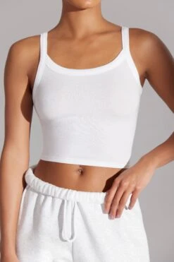 Soft Rib Tank Top In White 12 Soft Rib Tank Top In White -Core Fit Shop BT0511 5 White High Neck Tank Top