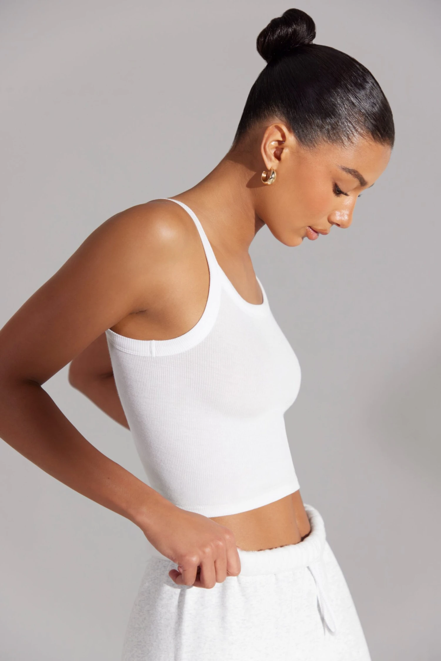 Soft Rib Tank Top In White 5 Soft Rib Tank Top In White - Image 3