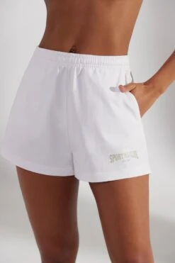 Sweat Shorts In White -Core Fit Shop BT0512 1 Ground Work White Mini Shorts