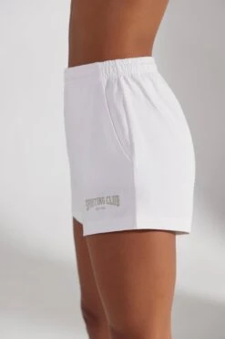 Sweat Shorts In White -Core Fit Shop BT0512 2 Ground Work White Mini Shorts