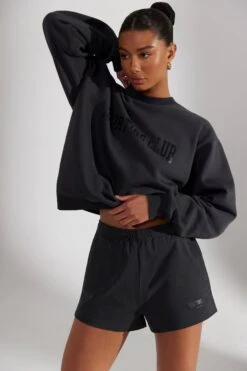 Sweat Shorts In Washed Black -Core Fit Shop BT0512 3 Groundwork Washed Black Mini Shorts