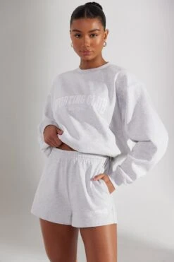 Sweat Shorts In Heather Grey -Core Fit Shop BT0512 4 Groundwork Marled Grey Mini Shorts