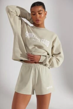 Sweat Shorts In Limestone -Core Fit Shop BT0512 7 Groundwork Limestone Mini Shorts