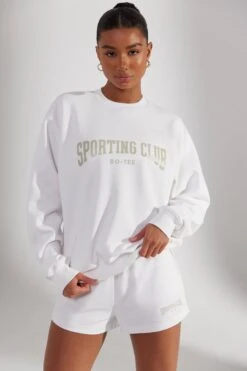 Sweat Shorts In White -Core Fit Shop BT0512 8 Ground Work White Mini Shorts