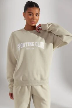 Oversized Sweatshirt In Limestone -Core Fit Shop BT0513 1 Origin Limestone Oversized Crew Neck Sweater