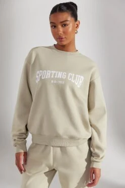 Oversized Sweatshirt In Limestone -Core Fit Shop BT0513 2 Origin Limestone Oversized Crew Neck Sweater