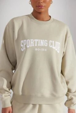 Oversized Sweatshirt In Limestone -Core Fit Shop BT0513 3 Origin Limestone Oversized Crew Neck Sweater