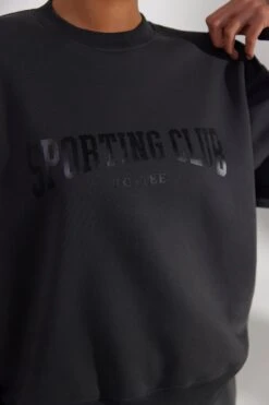 Oversized Sweatshirt In Washed Black -Core Fit Shop BT0513 4 Origini Washed Black Oversized Crew Neck Sweater