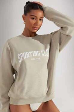 Oversized Sweatshirt In Limestone -Core Fit Shop BT0513 5 Origin Limestone Oversized Crew Neck Sweater