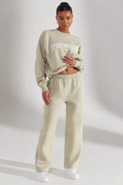 Wide Leg Joggers In Limestone