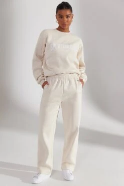 Wide Leg Joggers In Heather Oat -Core Fit Shop BT0514 7 Principal Oat Wide Leg Joggers