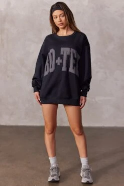 Oversized Sweatshirt In Black -Core Fit Shop BT0515 1 Black Oversized Sweater