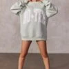 Oversized Sweatshirt In Sage -Core Fit Shop BT0515 1 Sage Oversized Sweater