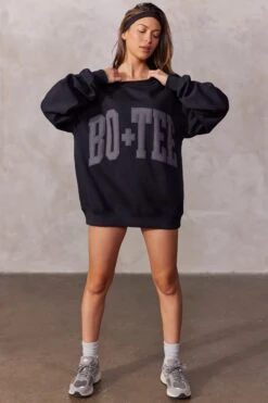Oversized Sweatshirt In Black -Core Fit Shop BT0515 2 Black Oversized Sweater