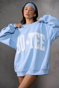 Oversized Sweatshirt In Sky Blue -Core Fit Shop BT0515 2 Light Blue Oversized Sweater