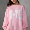 Oversized Sweatshirt In Baby Pink -Core Fit Shop BT0515 2 Pink Oversized Sweater