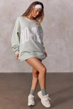 Oversized Sweatshirt In Sage 14 Oversized Sweatshirt In Sage -Core Fit Shop BT0515 2 Sage Oversized Sweater
