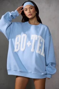 Oversized Sweatshirt In Sky Blue -Core Fit Shop BT0515 3 Light Blue Oversized Sweater