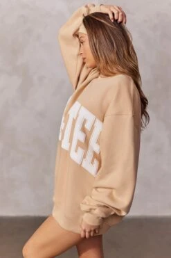 Oversized Sweatshirt In Beige -Core Fit Shop BT0515 4 Beige Oversized Jumper