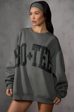 Oversized Sweatshirt In Charcoal -Core Fit Shop BT0515 4 Dark Grey Oversized Jumper 6f992d2f f11f 48a3 a5ad 709dde42b197