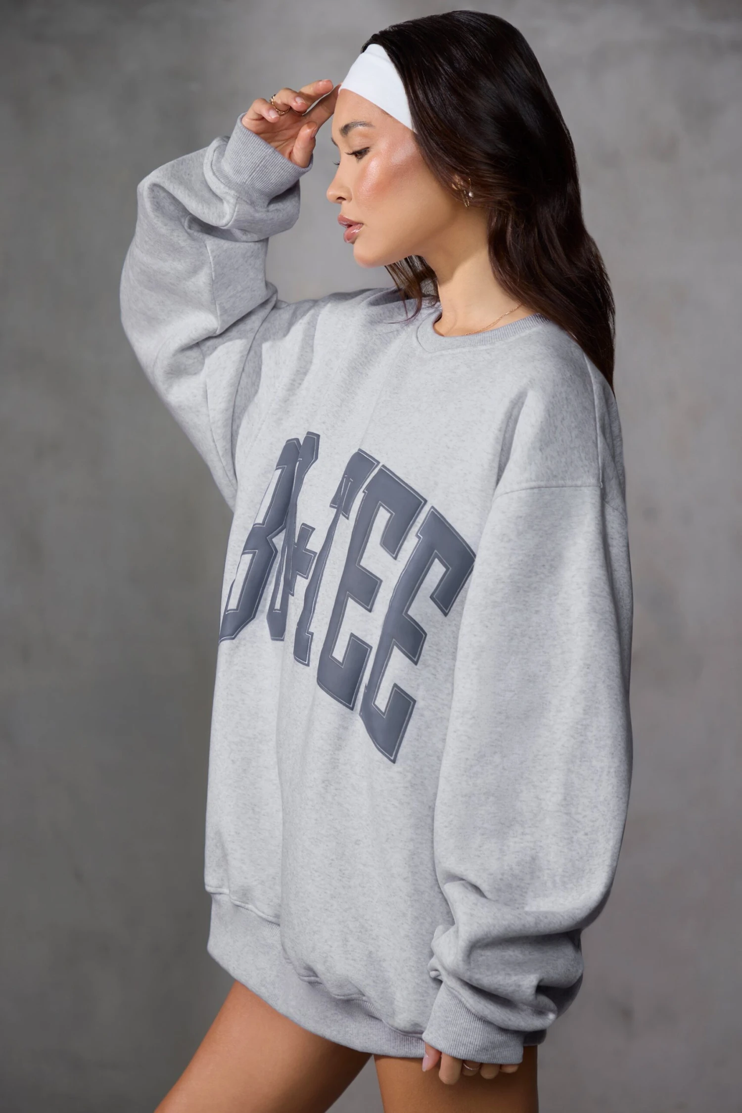Oversized Sweatshirt In Grey Marl 5 Oversized Sweatshirt In Grey Marl - Image 3