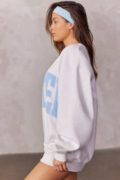 Oversized Sweatshirt In Blue Print 17 Oversized Sweatshirt In Blue Print -Core Fit Shop BT0515 5 White Blue Print Oversized Sweater