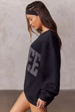 Oversized Sweatshirt In Black -Core Fit Shop BT0515 6 Black Oversized Sweater