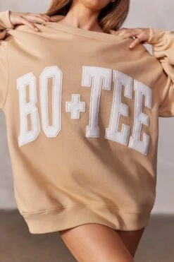 Oversized Sweatshirt In Beige -Core Fit Shop BT0515 7 Beige Oversized Jumper