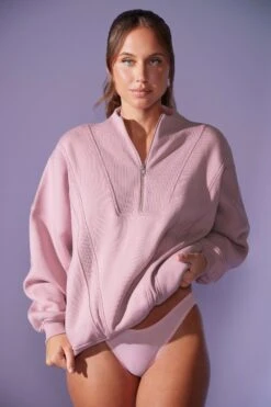Oversized Half Zip Sweatshirt In Dusty Mauve 17 Oversized Half Zip Sweatshirt In Dusty Mauve -Core Fit Shop BT0517 3 Comfort Zone Rose Oversized Half Zip Sweater 6249ea39 2155 4259 9390 f670b2b1e2ec
