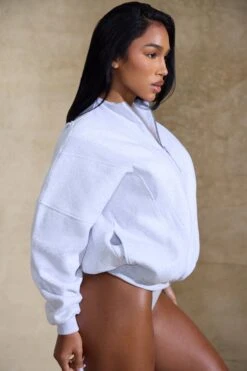 Oversized Half Zip Sweatshirt In Marled Grey -Core Fit Shop BT0517 4 Comfrot Zone Marled Grey Oversized Half Zip Sweater