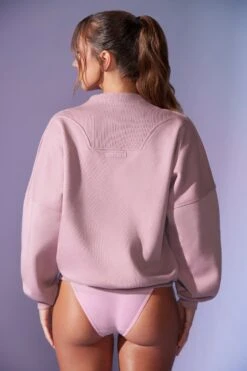 Oversized Half Zip Sweatshirt In Dusty Mauve 12 Oversized Half Zip Sweatshirt In Dusty Mauve -Core Fit Shop BT0517 6 Comfort Zone Rose Oversized Half Zip Sweater