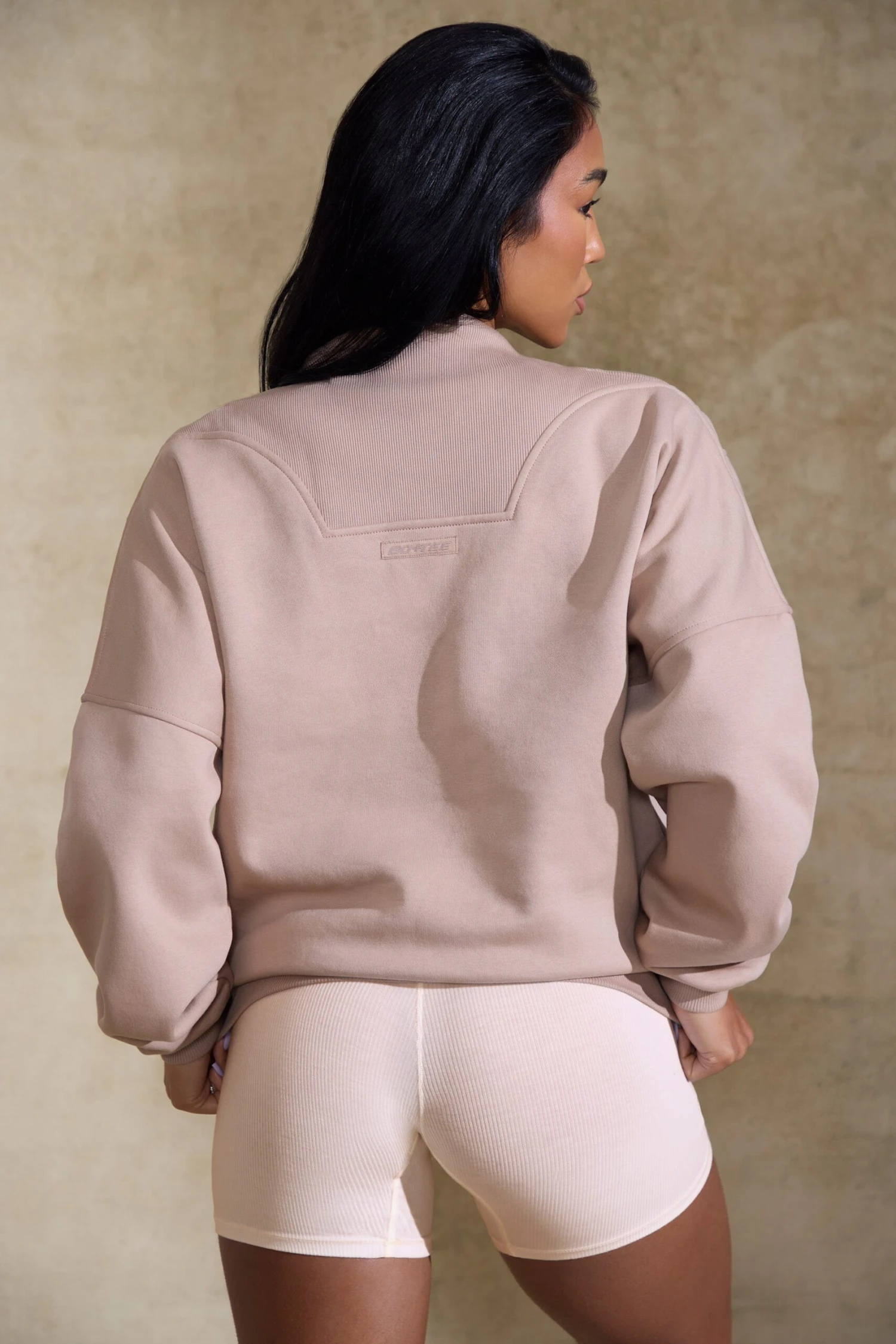 Oversized Half Zip Sweatshirt In Taupe 4 Oversized Half Zip Sweatshirt In Taupe - Image 2