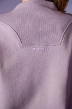 Oversized Half Zip Sweatshirt In Dusty Lilac -Core Fit Shop BT0517 7 Comfort Zone Lavender Oversized Half Zip Sweater