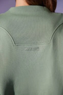 Oversized Half Zip Sweatshirt In Sage -Core Fit Shop BT0517 7 Comfort Zone Sage Oversized Half Zip Sweater