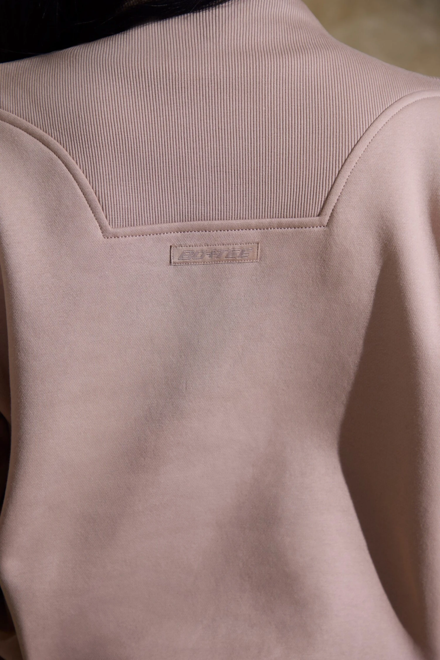 Oversized Half Zip Sweatshirt In Taupe 6 Oversized Half Zip Sweatshirt In Taupe - Image 4